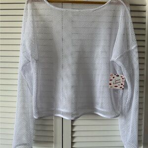 Free Kisses Sheer White Mesh Top